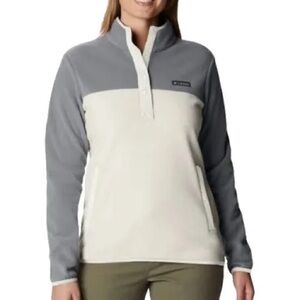 Columbia Sportswear Company Cream Grey Snap Fleece Pullover Sweater Size XL
